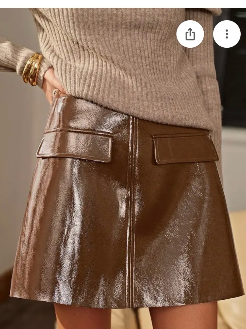 Burgundy Faux Leather A-Line Mini Skirt